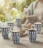 (Set of 6) 250 ml Porcelain Mug (Blue & White)