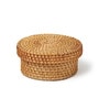 (Set of 6) 3.9 Inch Dia Rattan Coasters with Storage Box (Brown)