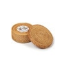 (Set of 6) 3.9 Inch Dia Rattan Coasters with Storage Box (Brown)