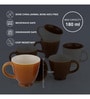 (Set Of 6) Animal Bone Ash Free Stoneware Tea Cups (Brown & White)