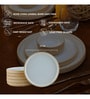 (Set Of 6) Beige & White Stoneware Full Plates