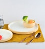 (Set Of 6) Beige & White Stoneware Full Plates