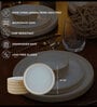 (Set Of 6) Beige & White Stoneware Quarter Plates