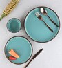 (Set Of 6) Brown & Blue Stoneware Dinner Plates