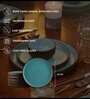 (Set Of 6) Brown & Blue Stoneware Quarter Plates