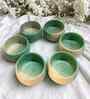 (Set of 6) Handcrafted Dual Tone 150ml Dinner Bowl (Green)