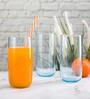 (Set of 6) Iconic 365 ml Glass Water & Juice Glass Blue
