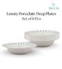 (Set of 6) Premium Scratch & Chip Resistant Porcelain Deep Plate