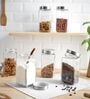 (Set of 6) Square Collection 1000ml See Through Lid Glass Storage Jars