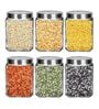 (Set of 6) Square Collection See Through Lid Glass Storage Jars