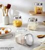 (Set of 6) Square Collection See Through Lid Glass Storage Jars