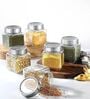 (Set of 6) Square Collection See Through Lid Glass Storage Jars