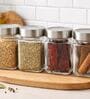 (Set of 6) Square Collection See Through Lid Glass Storage Jars