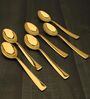 (Set of 6) Stainless Steel Dessert Spoon (Gold)