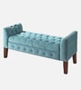 Tufted Velvet Fabric Storage Recamier In Teal Blue Colour Tufted Velvet Fabric Storage Recamier In Teal Blue Colour