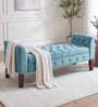 Tufted Velvet Fabric Storage Recamier In Teal Blue Colour Tufted Velvet Fabric Storage Recamier In Teal Blue Colour