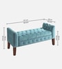 Tufted Velvet Fabric Storage Recamier In Teal Blue Colour Tufted Velvet Fabric Storage Recamier In Teal Blue Colour