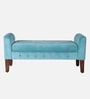 Tufted Velvet Fabric Storage Recamier In Teal Blue Colour Tufted Velvet Fabric Storage Recamier In Teal Blue Colour