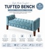 Tufted Velvet Fabric Storage Recamier In Teal Blue Colour Tufted Velvet Fabric Storage Recamier In Teal Blue Colour