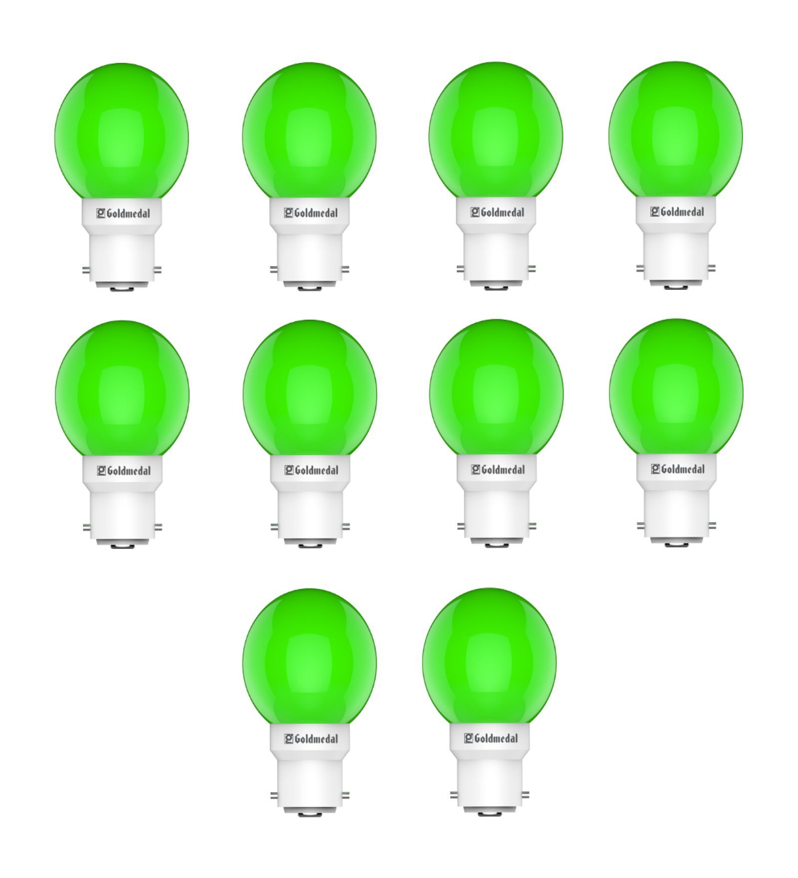 0.5 W Round B22 Night Bulb (Green, Pack of 10)