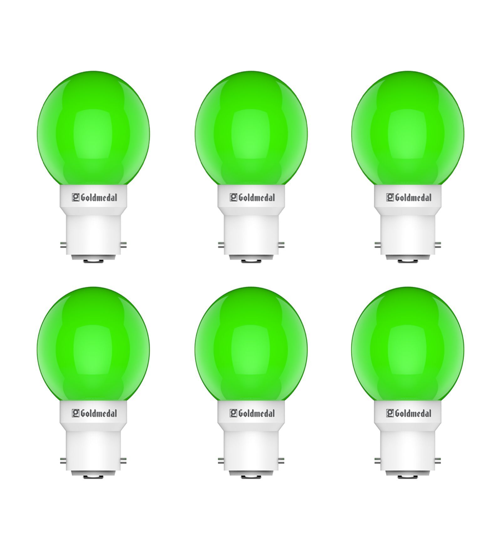 0.5 W Round B22 Night Bulb (Green, Pack of 6)