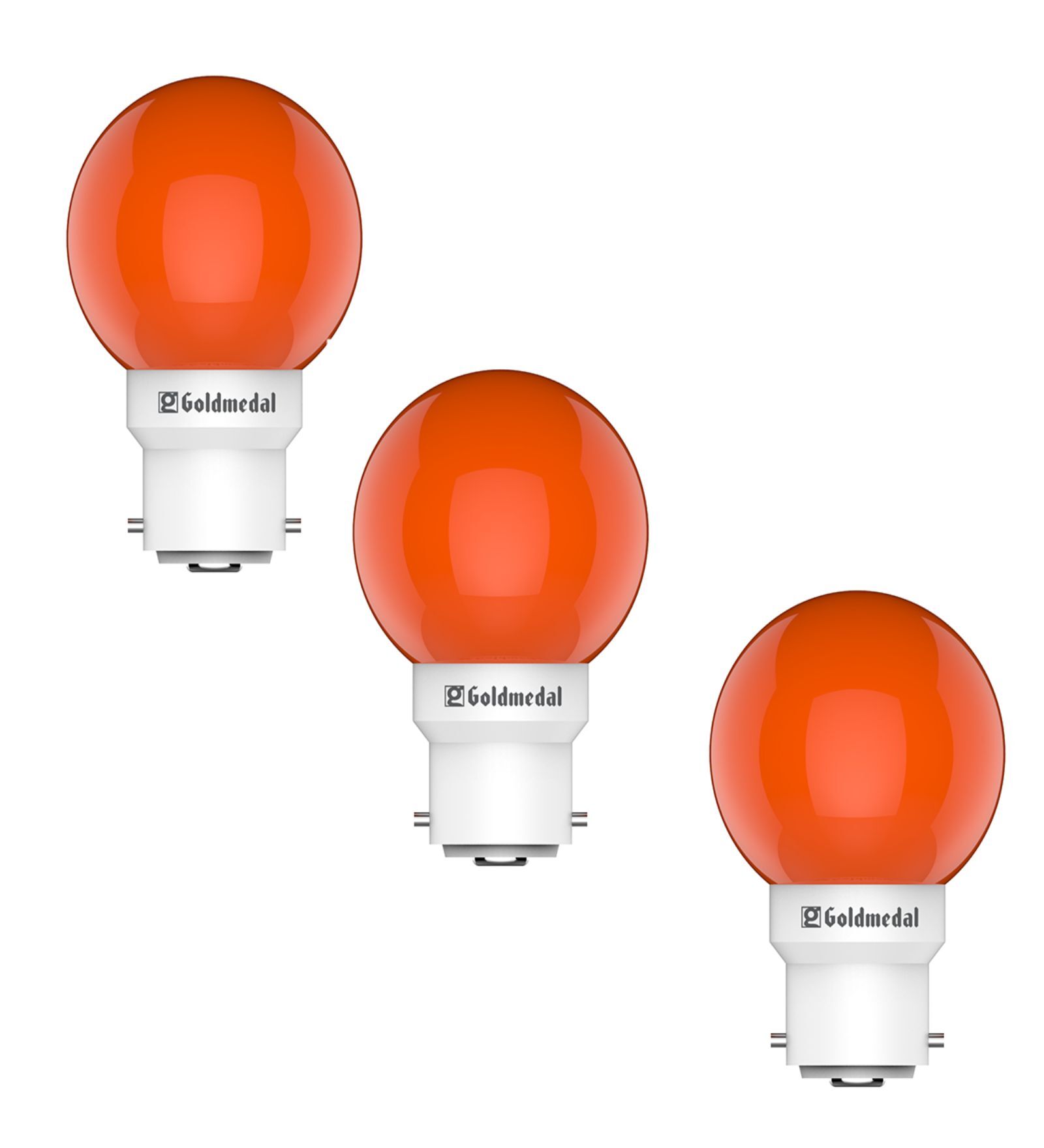 0.5 W Round B22 Night Bulb (Orange, Pack of 3)
