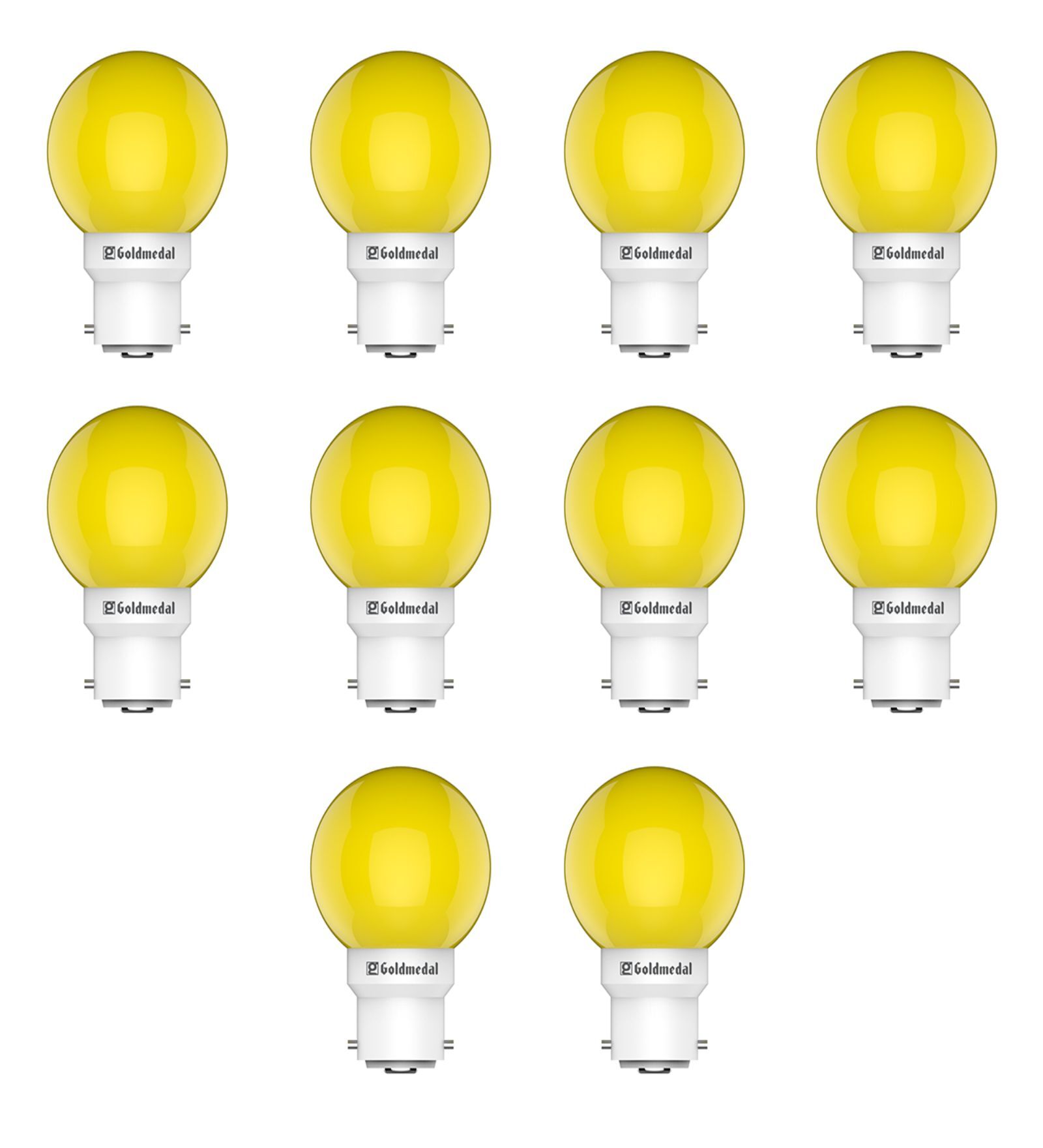 0.5 W Round B22 Night Bulb (Yellow, Pack of 10)