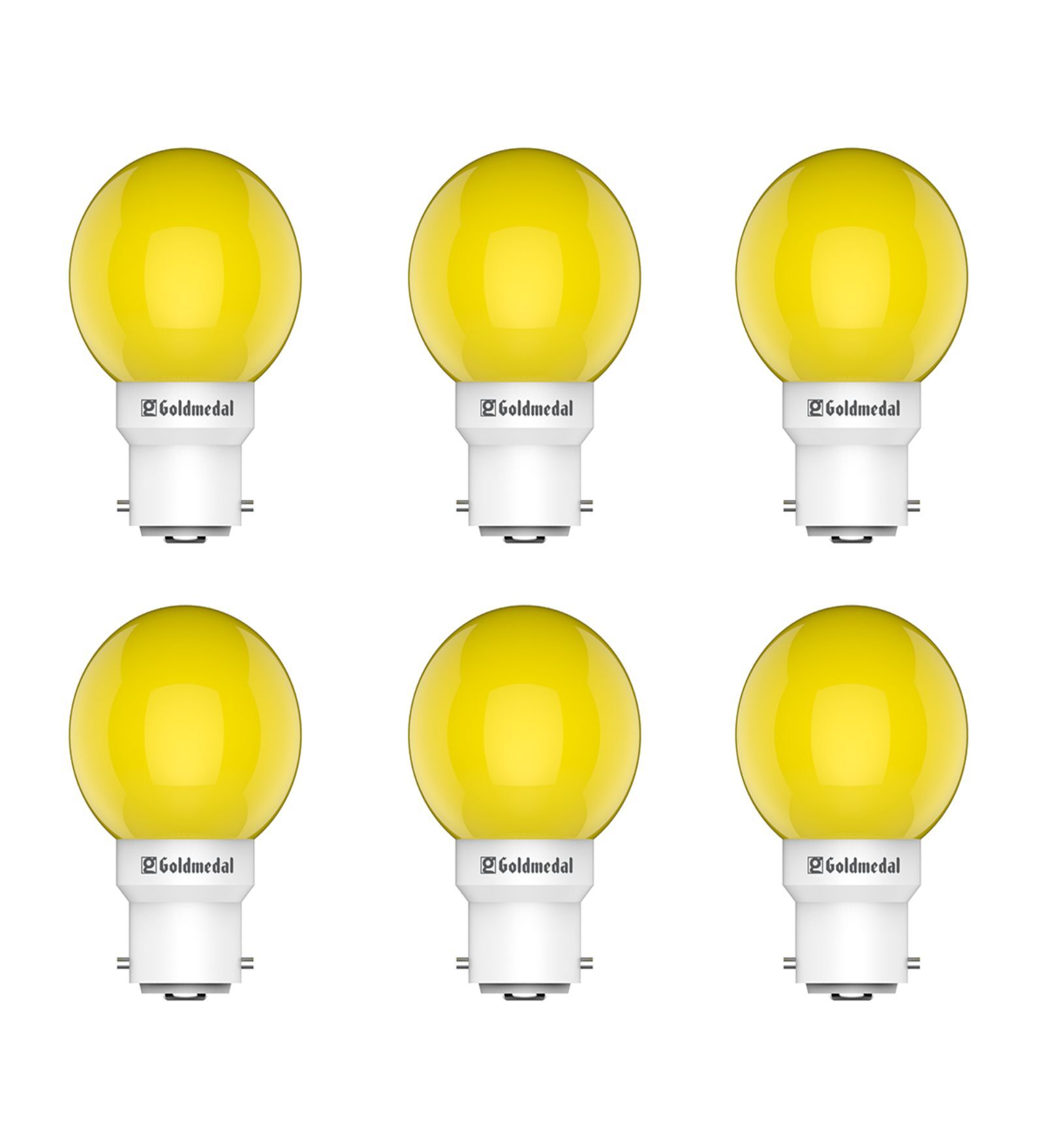 0.5 W Round B22 Night Bulb (Yellow, Pack of 6)