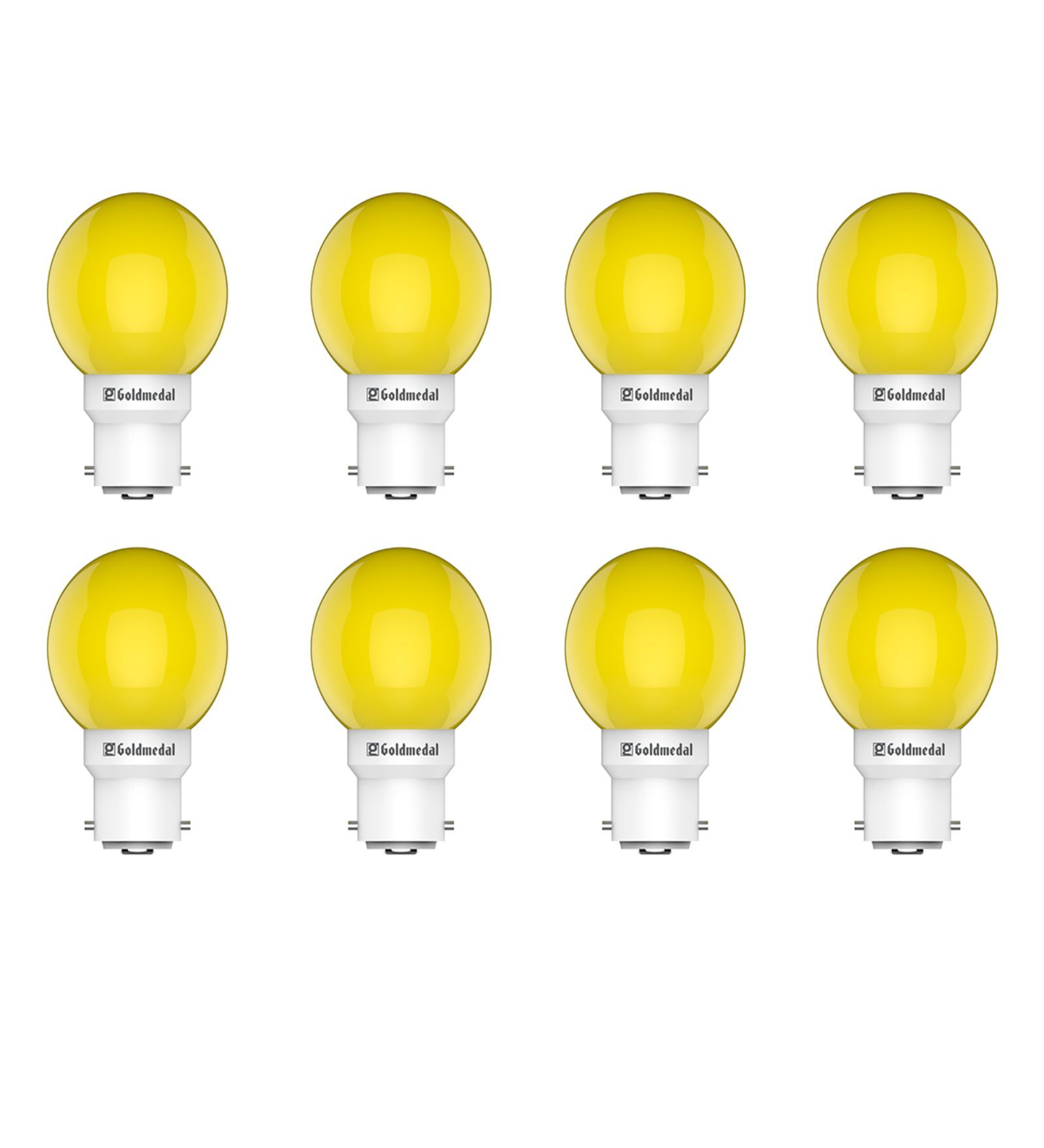 0.5 W Round B22 Night Bulb (Yellow, Pack of 8)