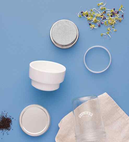0.5 Ltr Sprouting Glass Jar with Stainless Steel Lid And Ceramic Base
