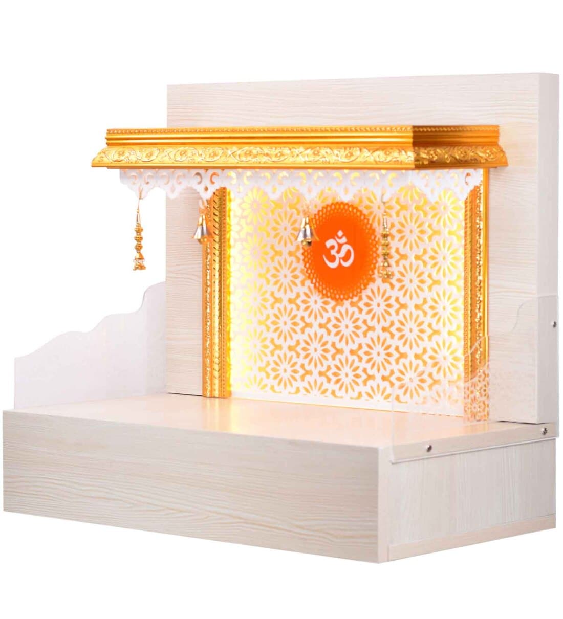 Buy The Mandir Store Shubh Pinewood Finish LED Mandir With Storage