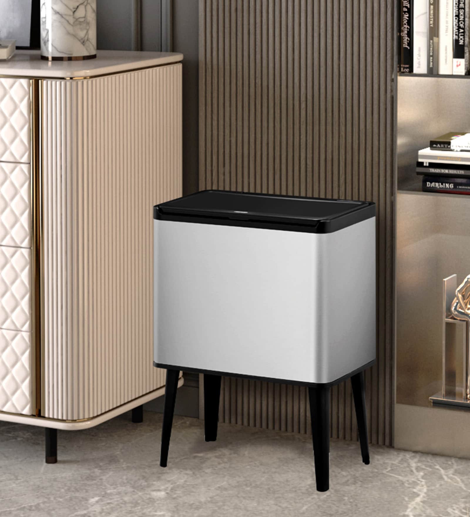 1.5 Litre Pink Stainless Steel Dustbin
