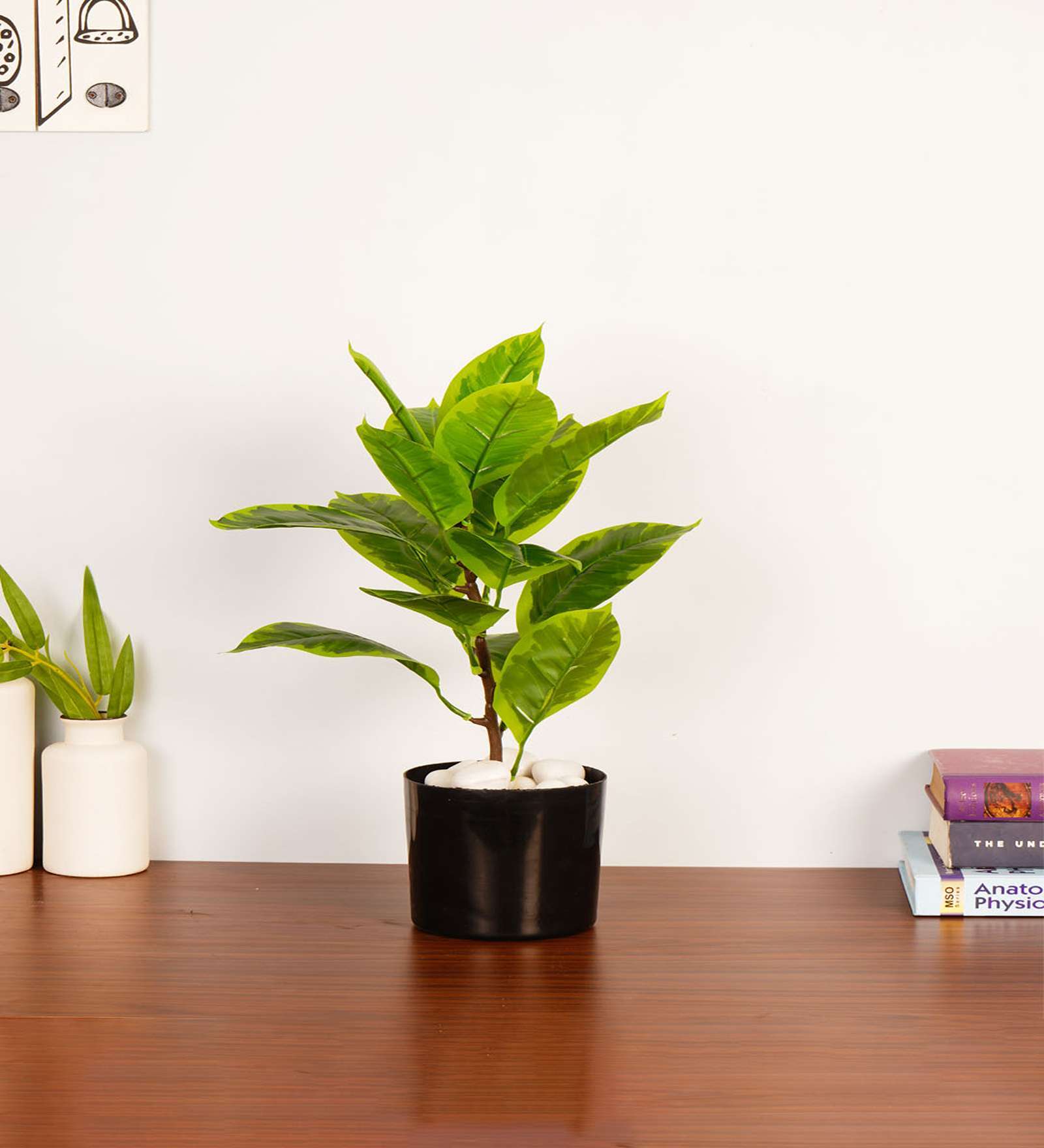 1.6Ft Artificial Croton Plant with Black Pot
