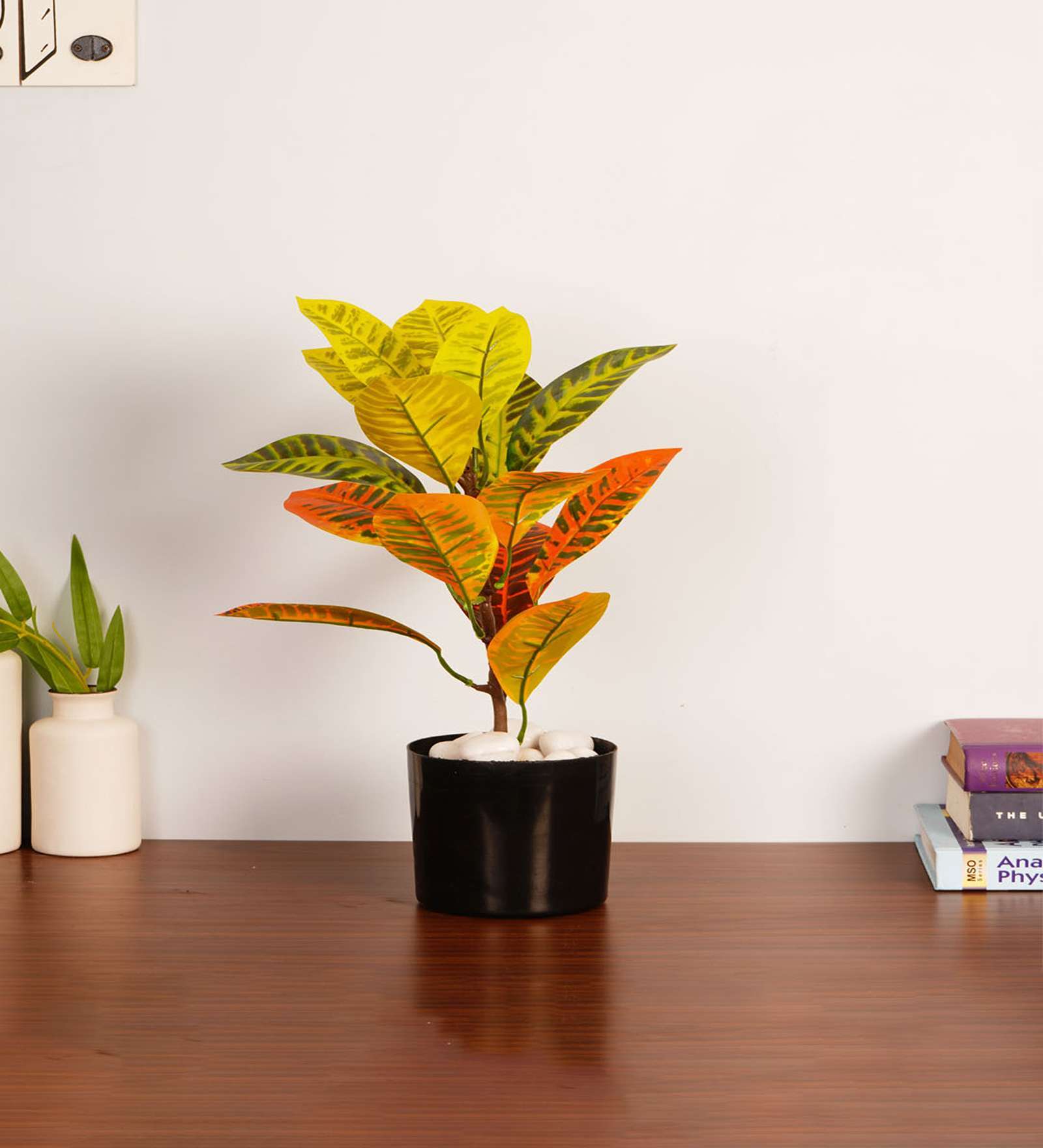 1.6Ft Artificial Croton Plant with Red Green Leaves