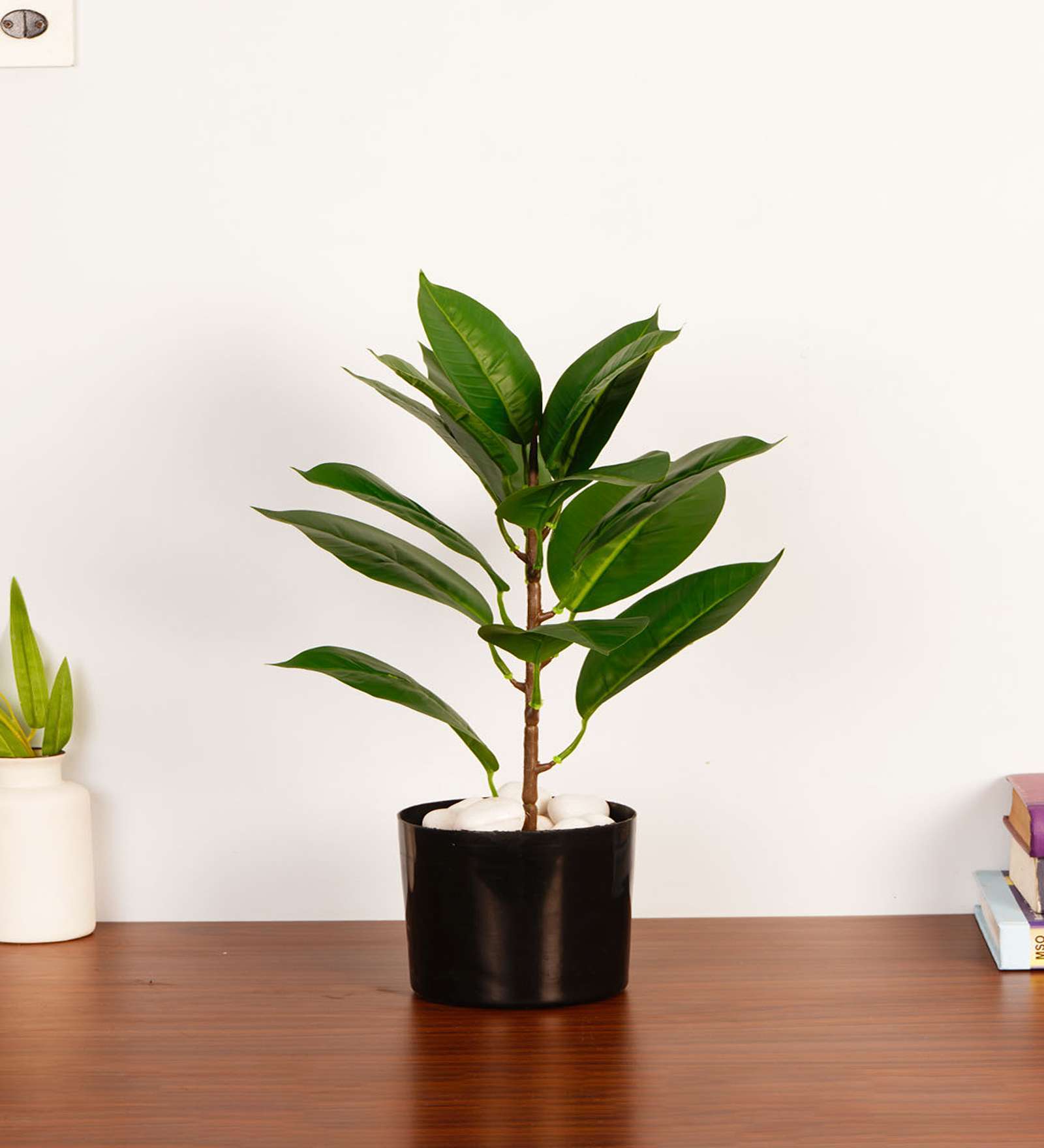 1.8Ft Artificial Rubber Plant with Black Pot