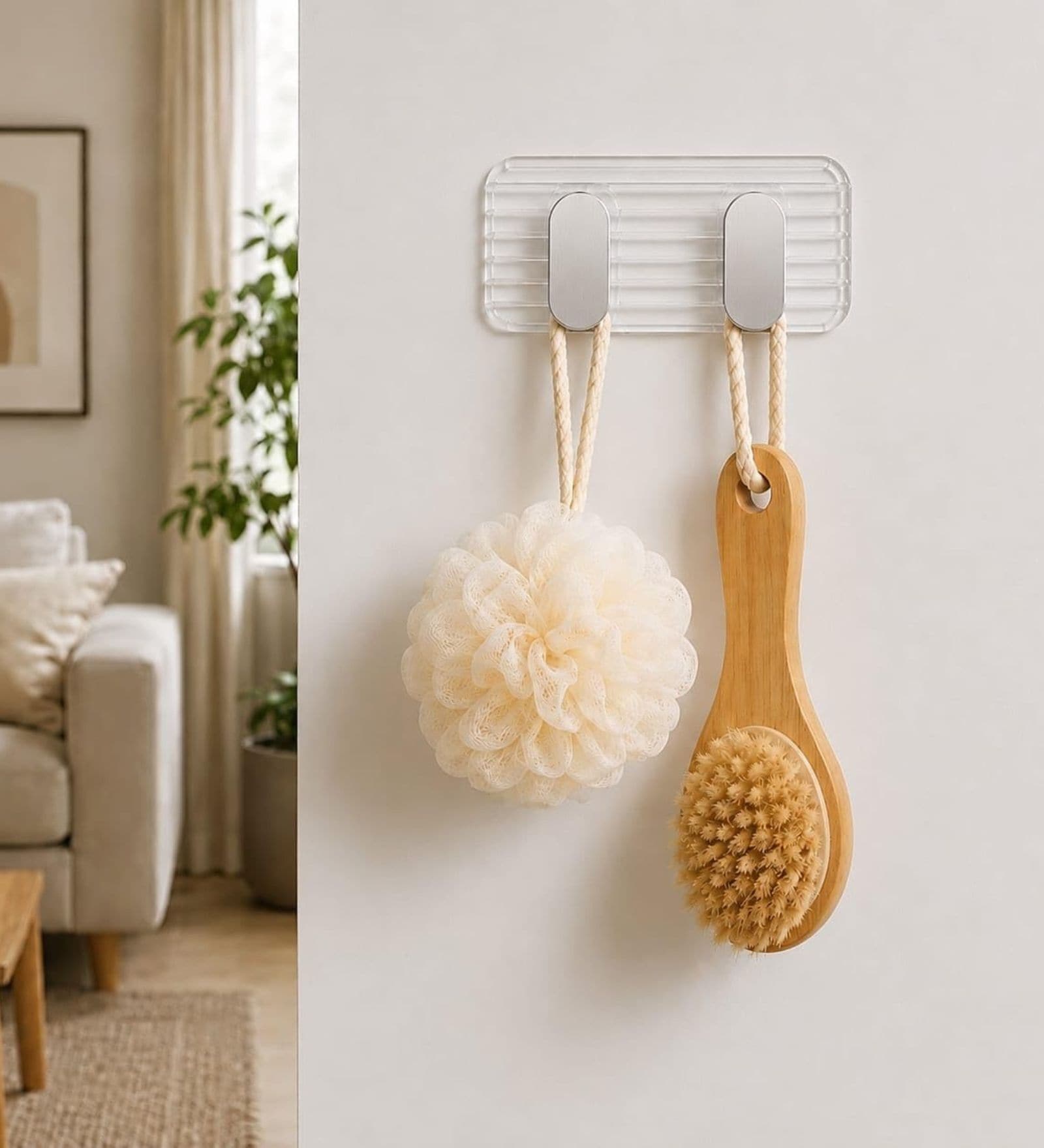 Silver 2-in-1 Self Adhesive Kitchen Wall Hook