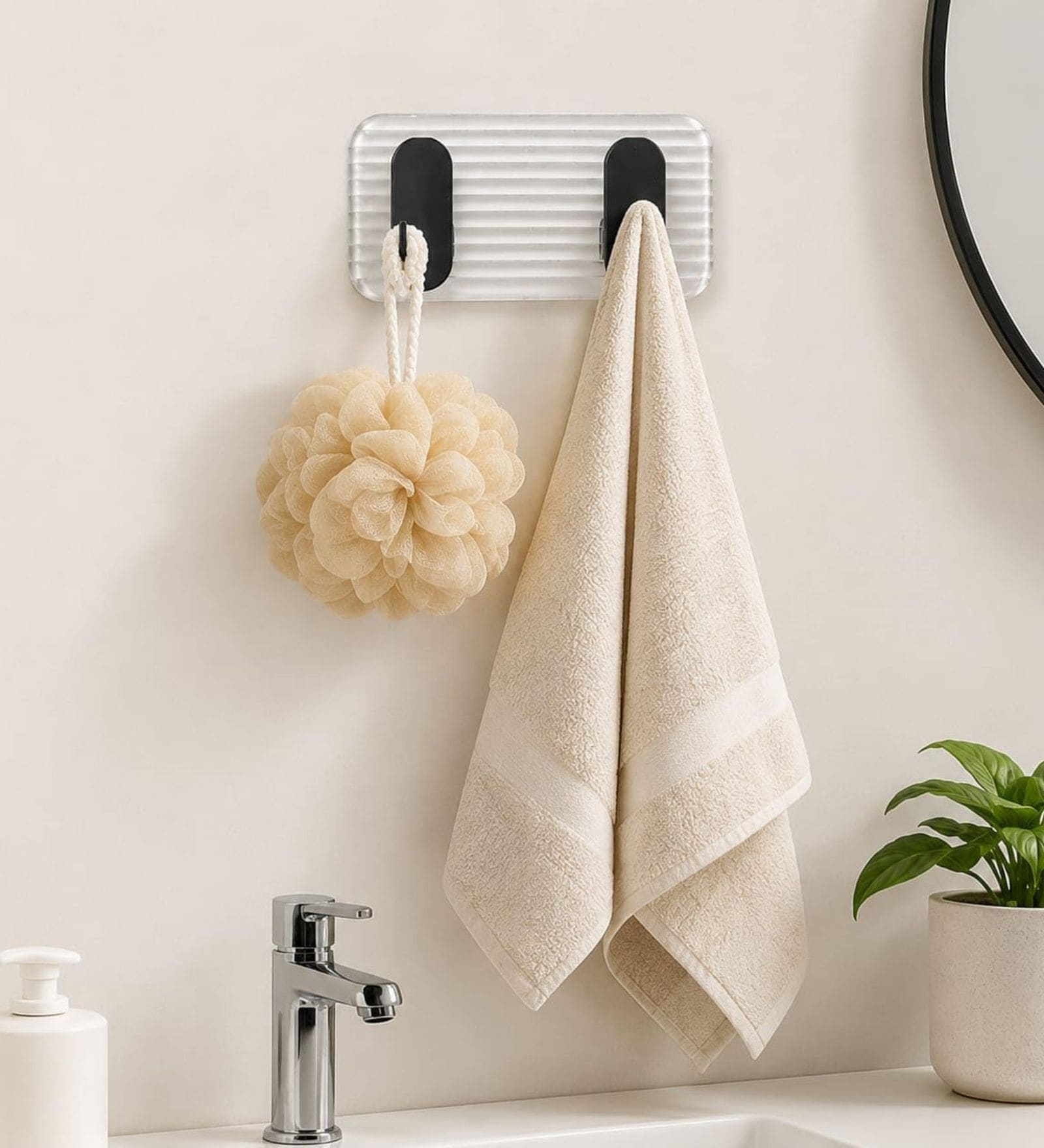 Black 2-in-1 Self Adhesive Kitchen Wall Hook