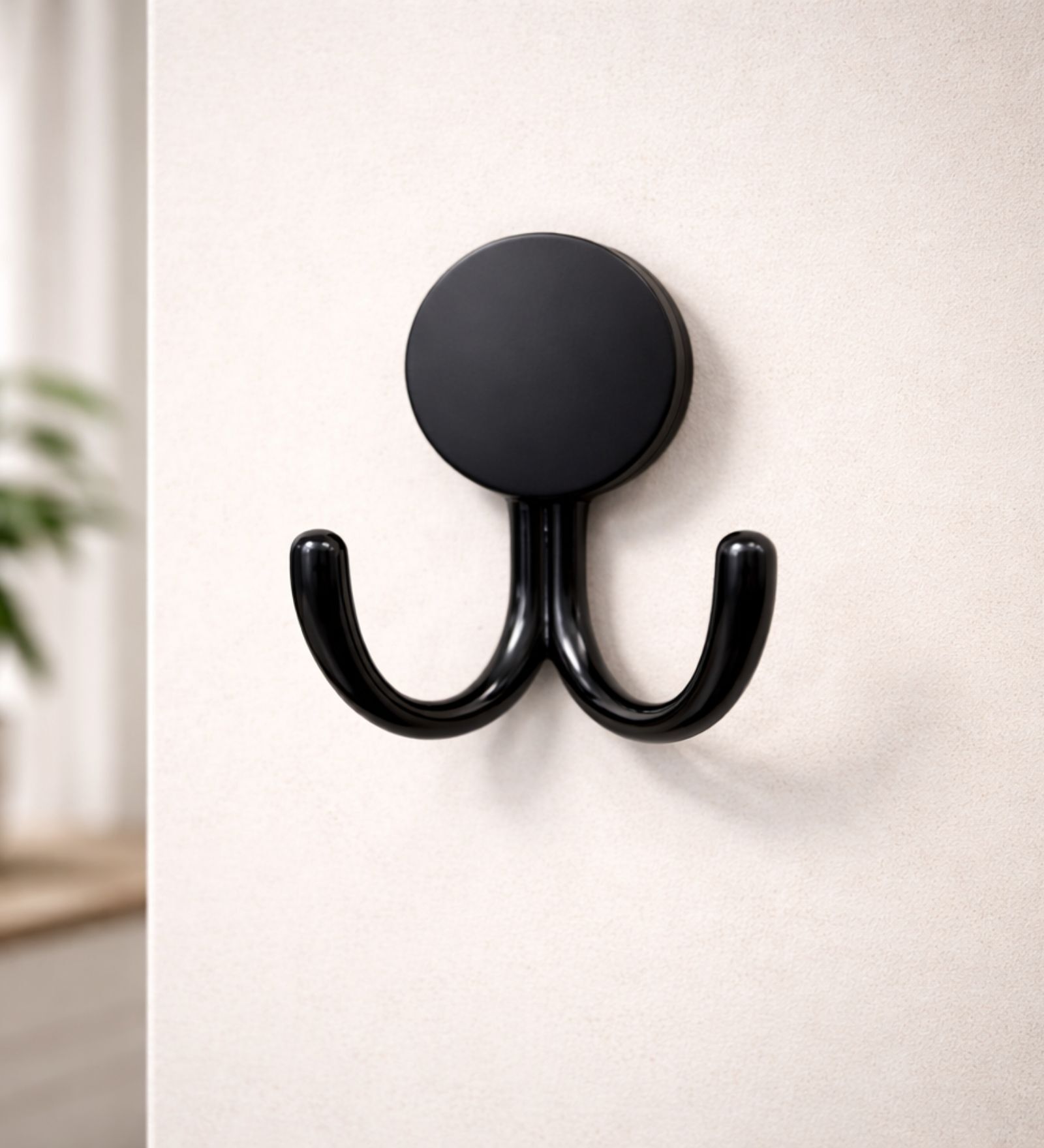 1 Pc Black Metal Round Wall Hook