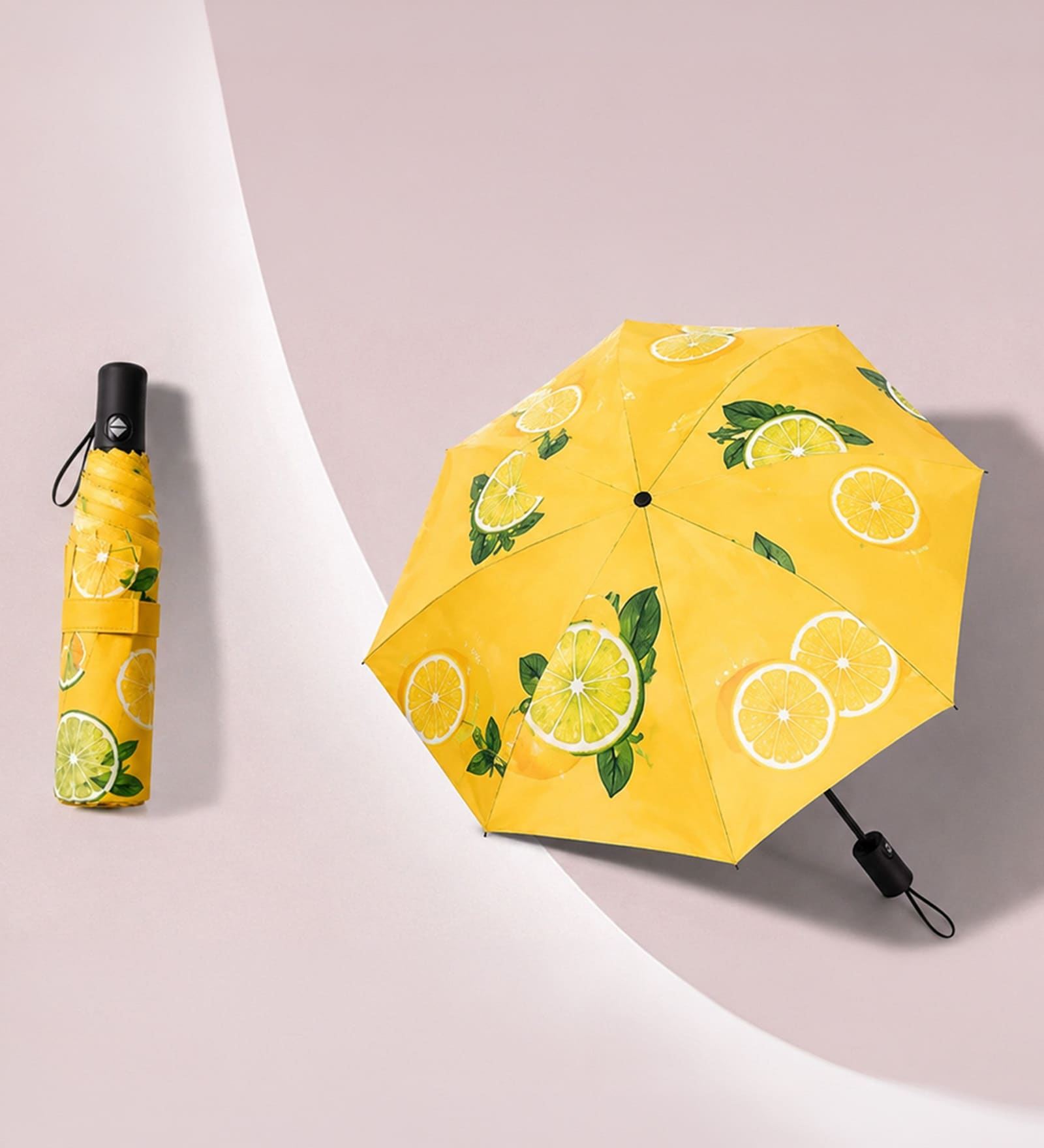 Assorted Fruit Print Compact Travel Umbrella