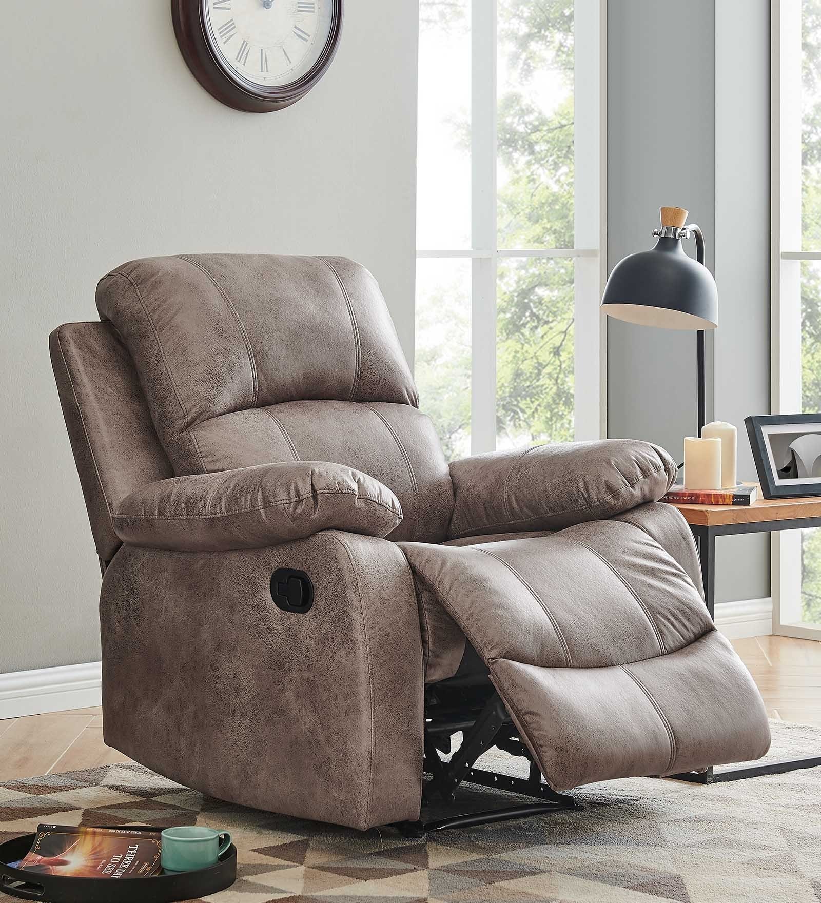 Casey Fabric 1 Seater Manual Recliner In Brown Colour