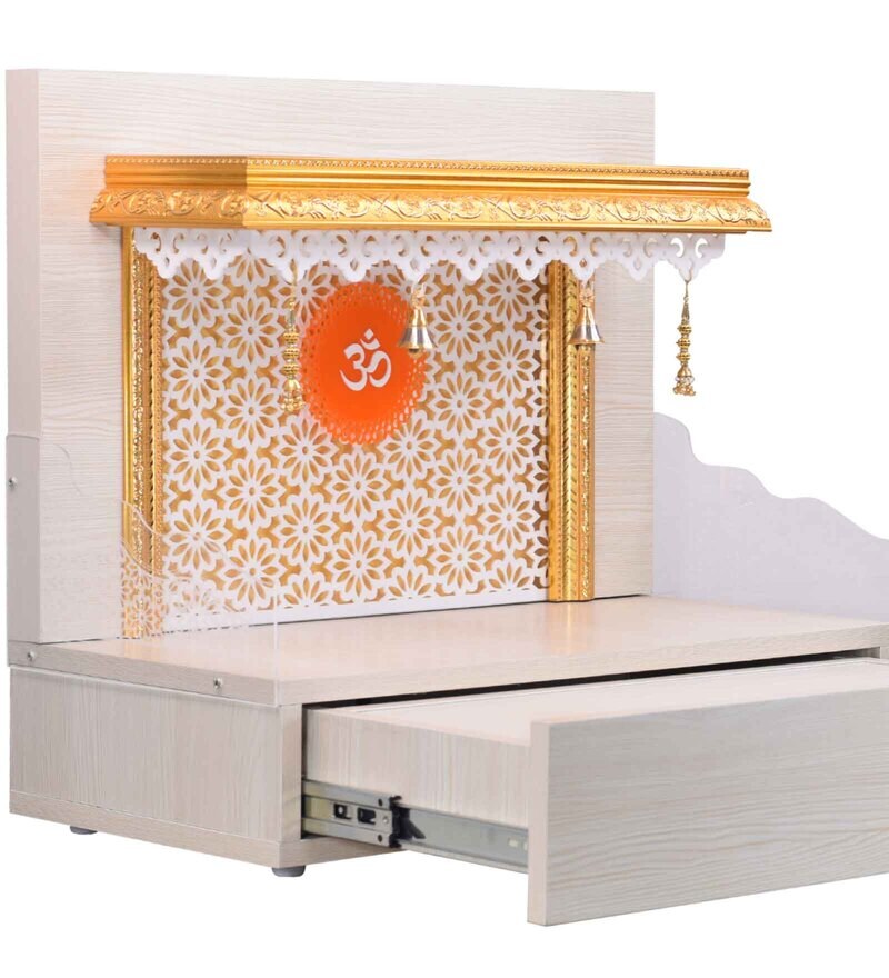 Buy The Mandir Store Shubh Pinewood Finish LED Mandir With Storage