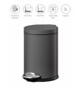 1.5 Litre Black Stainless Steel Dustbin
