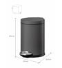 1.5 Litre Black Stainless Steel Dustbin