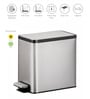 1.5 Litre Grey Stainless Steel Dustbin