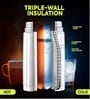 1 Litre Stainless Steel Vacuum Insulated Bullet Flask with Flip Lid