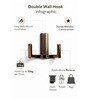 1 Pc Rose Gold Metal Double Wall Hook