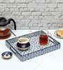 Blue Engineered Wood Rectangle Serving Tray