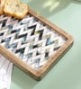 White Engineered Wood Rectangle Serving Tray