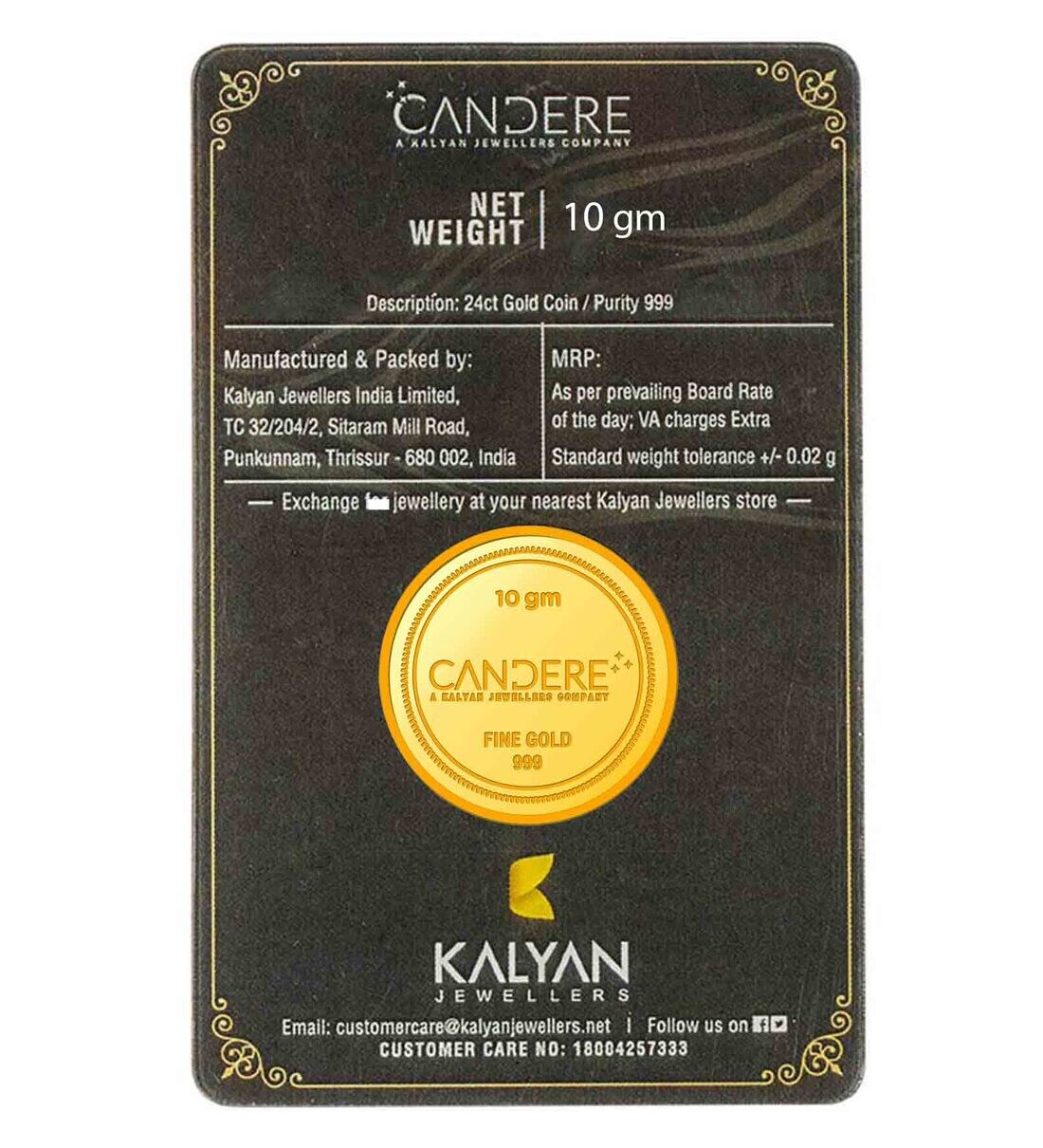 Buy 10 Grams 24KT (999) Lord Ganesha Gold Coin By Candere at 100