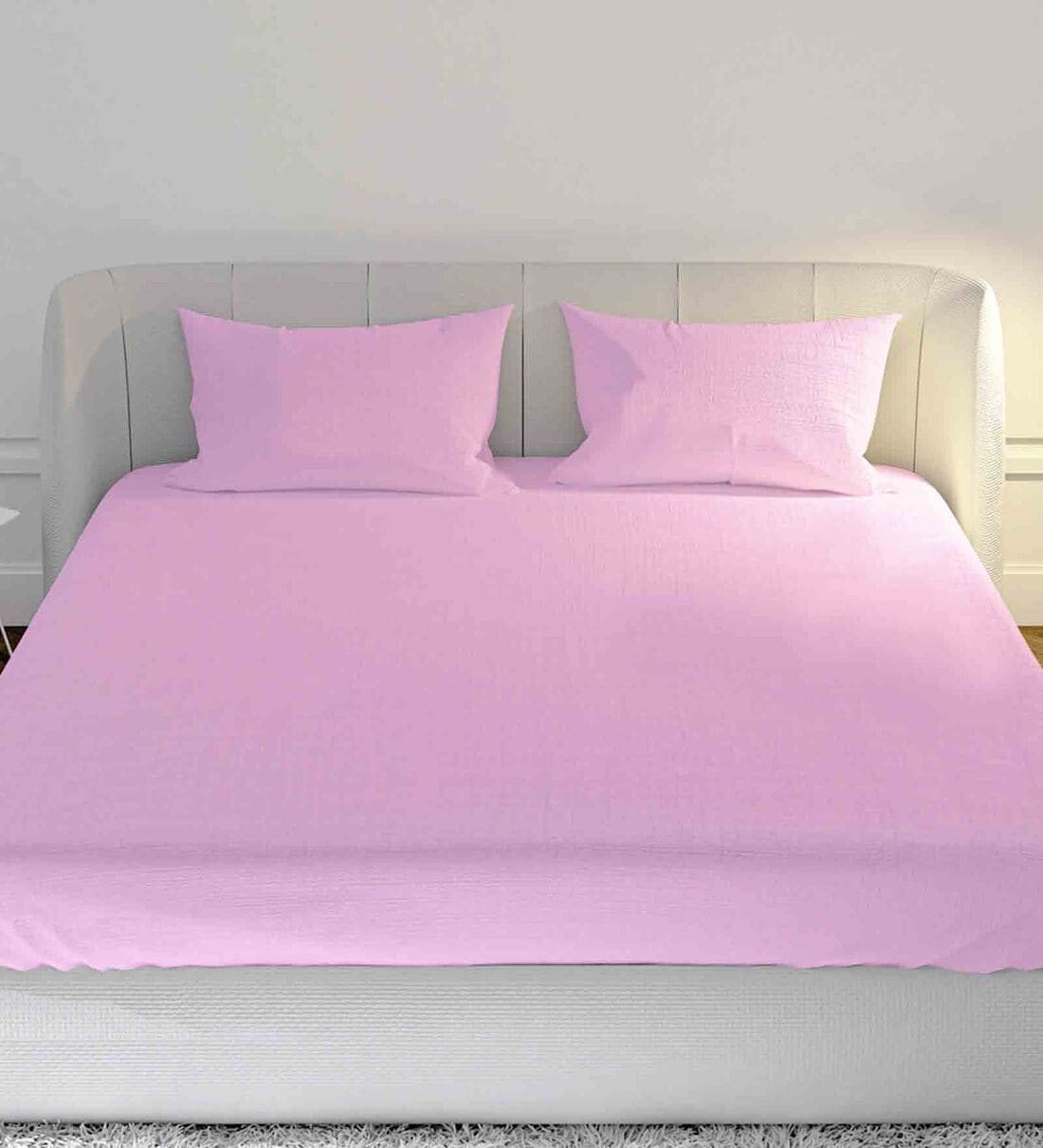 Buy Pink Solid 144 TC 100 Cotton King Size Bedsheet With 2 Pillow